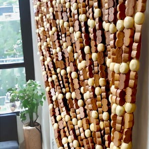 CLEARANCE! Hand Made Bamboo/Wood Beaded Curtain-Bohemian Door Beads-35.5" Wide x 77" High-45 Strands-SunBr.PLEASE Read Description!