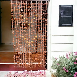 Beaded String™ Hand Made Wood Beaded Curtain with artificial flowers--light weight-19 Strands- 35.5&quot; Wide x 69&quot; High-FLVicBr