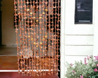 Cortina de cuentas de madera hecha a mano con flores artificiales - 19 hebras - (35,5" x 69")