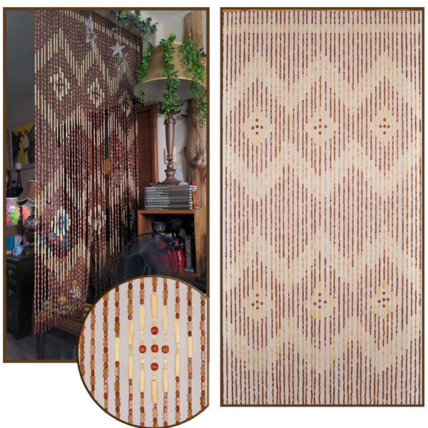 CLEARANCE! Hand Made Bamboo/Wood Beaded Curtain-Bohemian Door Beads-35.5" Wide x 77" High-45 Strands-Pride. PLEASE Read Description!