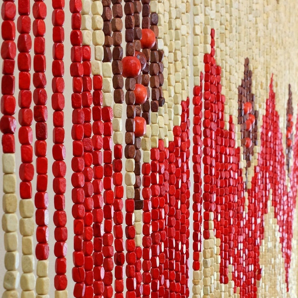 Hand Made Wood Beaded Curtain-Doorway Curtain-Retro-Hippie-Boho-Bohemian-66 Strands