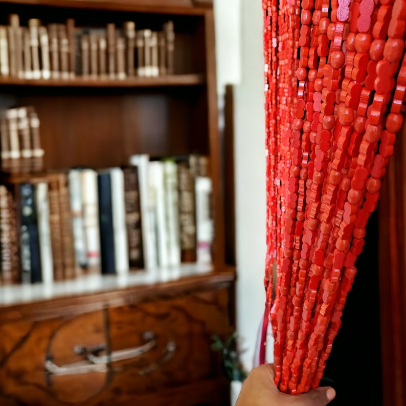 CLEARANCE! Hand Made Bamboo/Wood Beaded Curtain-Bohemian Door Beads-35.5" Wide x 77" High-45 Strands-Red-PLEASE read description! Bild 4