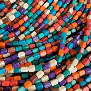 CLEARANCE-Hand Made Bamboo Wood Beaded Curtain-Doorway Curtain-Retro-Hippie-Boho-Bohemian-52 Strands-Rainbow. Please read description!