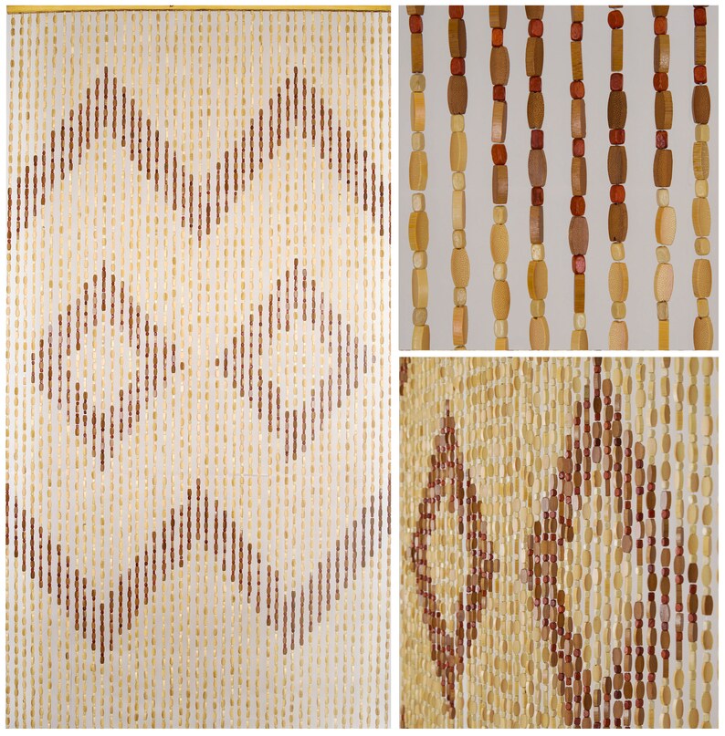 Hand Made Bamboo Wood Beaded Curtain Doorway Etsy