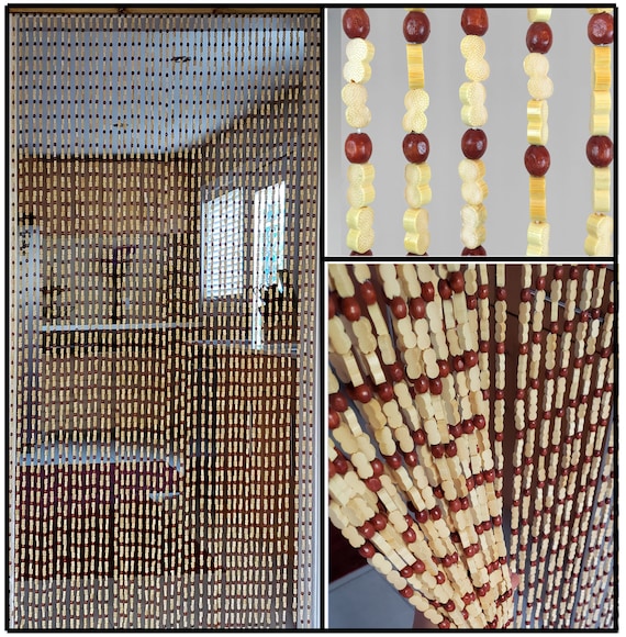 Hand Made Bamboo Wood Beaded Curtain Doorway Etsy