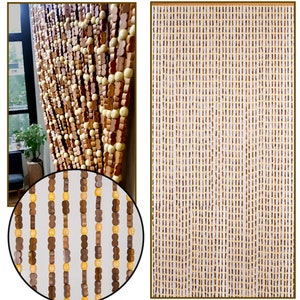 Beaded String™ Hand Made Bamboo/Wood Beaded Curtain-Bohemian Door Beads-35.5" Wide or 48" Wide x 77" High-45 Strands-SunBr