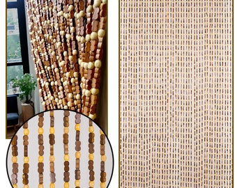Beaded String™ Hand Made Bamboo/Wood Beaded Curtain-Bohemian Door Beads-35.5" Wide or 48" Wide x 77" High-45 Strands-SunBr