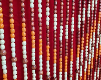 Cortina de cuentas de madera hecha a mano: Cuentas para puerta francesa, 40 hebras (35,5" x 72")