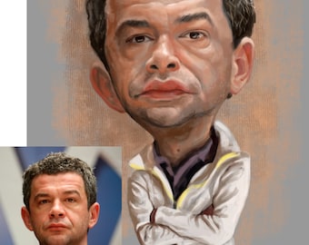 Custom caricature realistic style painted digitally in Photoshop with graphic table ,funny caricature great for gift, surprise birthday gift