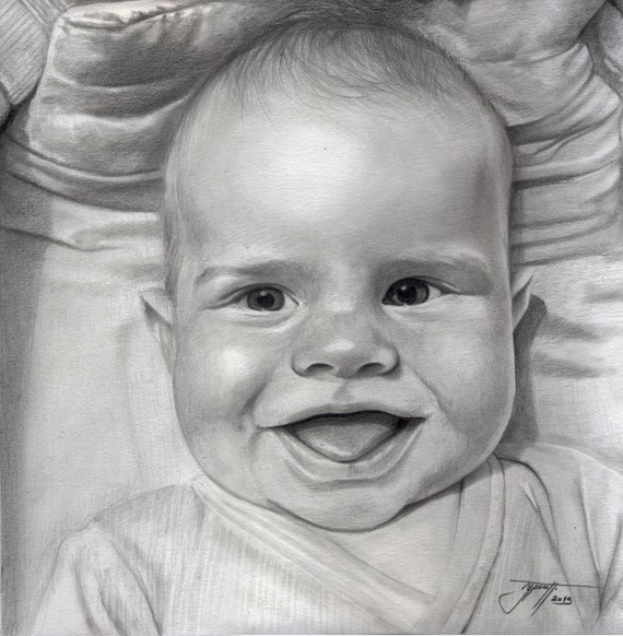 Expedition Libre Personnalisee De Portrait De Bebe Portrait Etsy