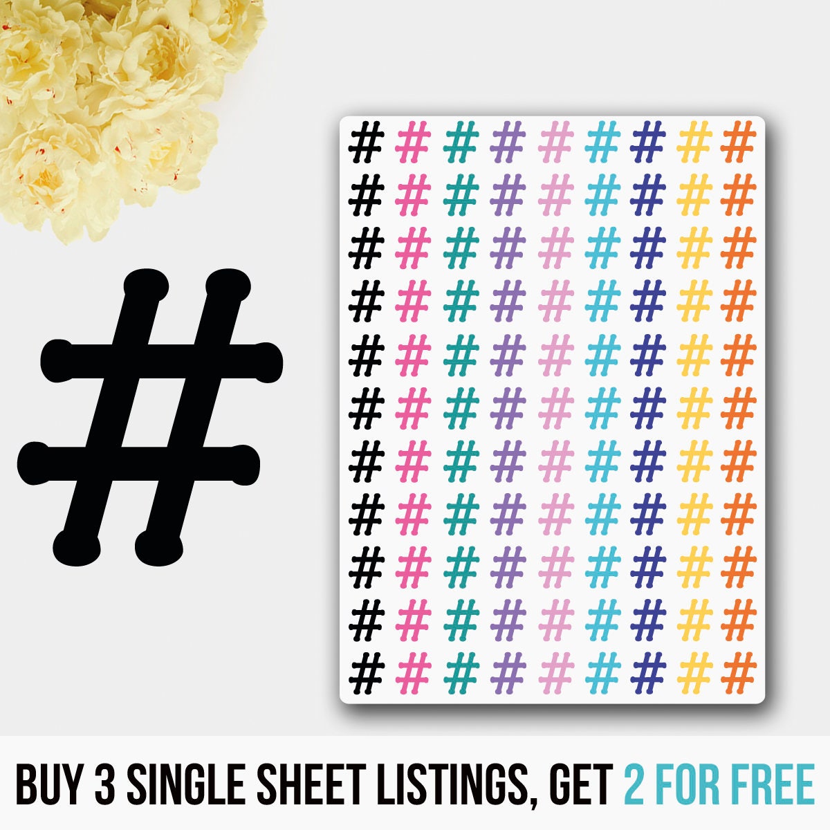 Hashtag Stickers Hashtag Planners Social Media Stickers Etsy