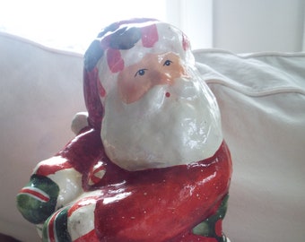 Susan Winget large 10.5" paper mache hand painted Santa doll statue paper mache Santa art doll