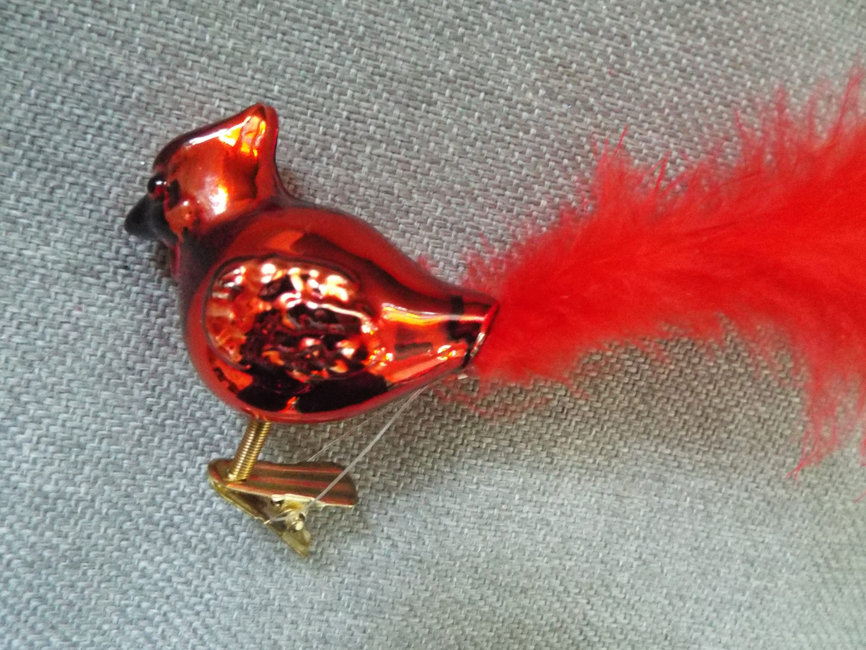 Hand Painteed Red Cardinal Clip on Christmas Ornament Real Red Etsy