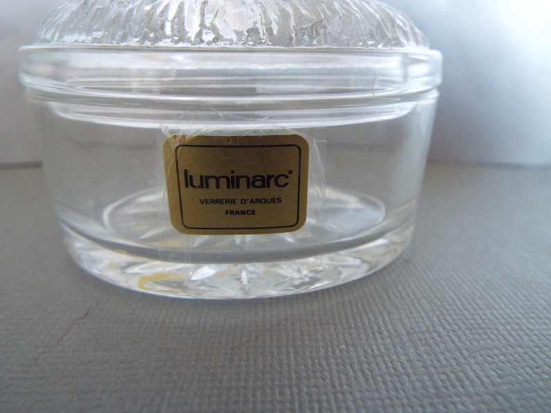 chick crystal trinket box Luminarc glass France baby chick container Easter box jewelry box