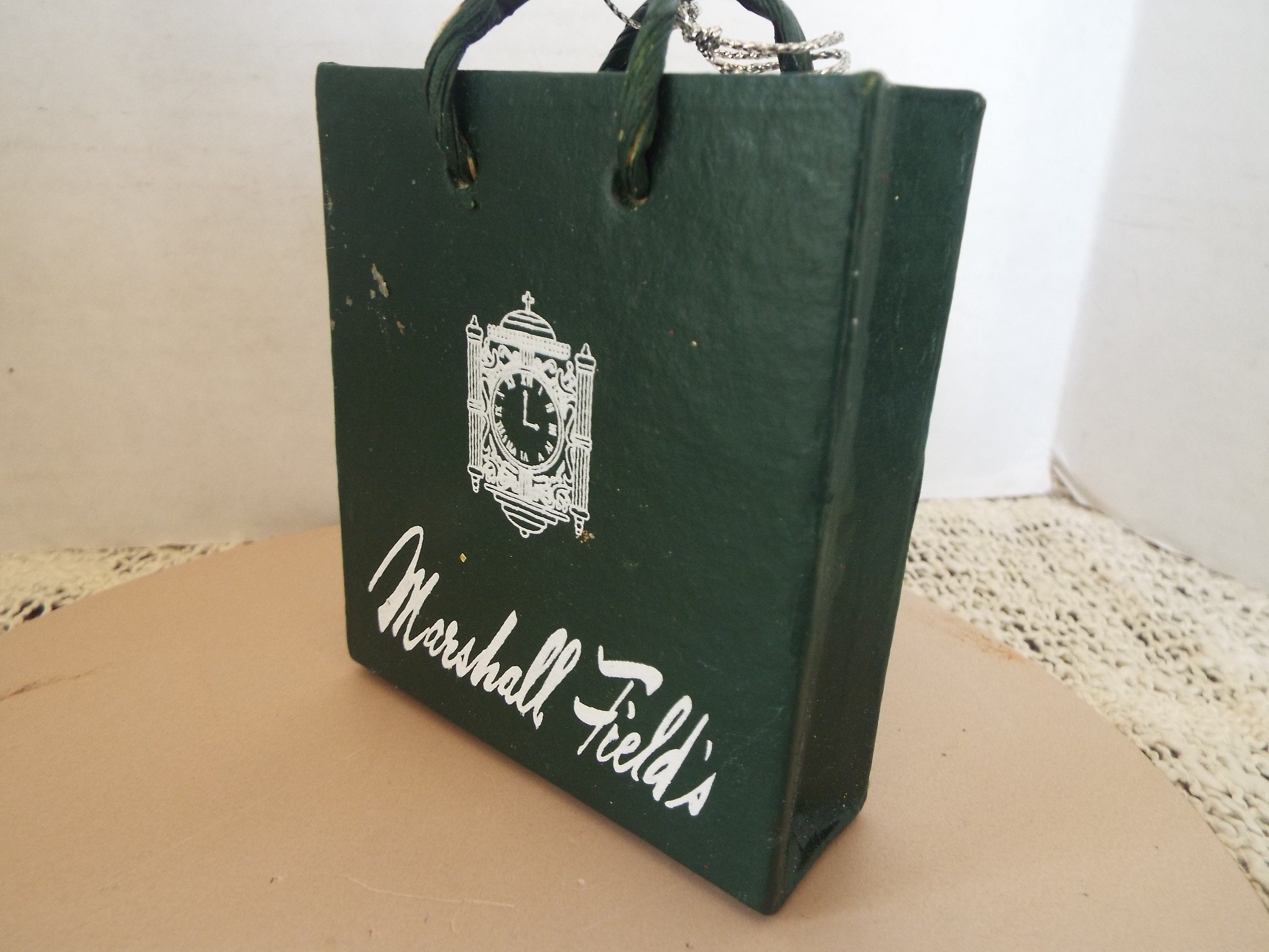 Rare Marshall Fields Dept. Store Chicago Green Shopping Bag 