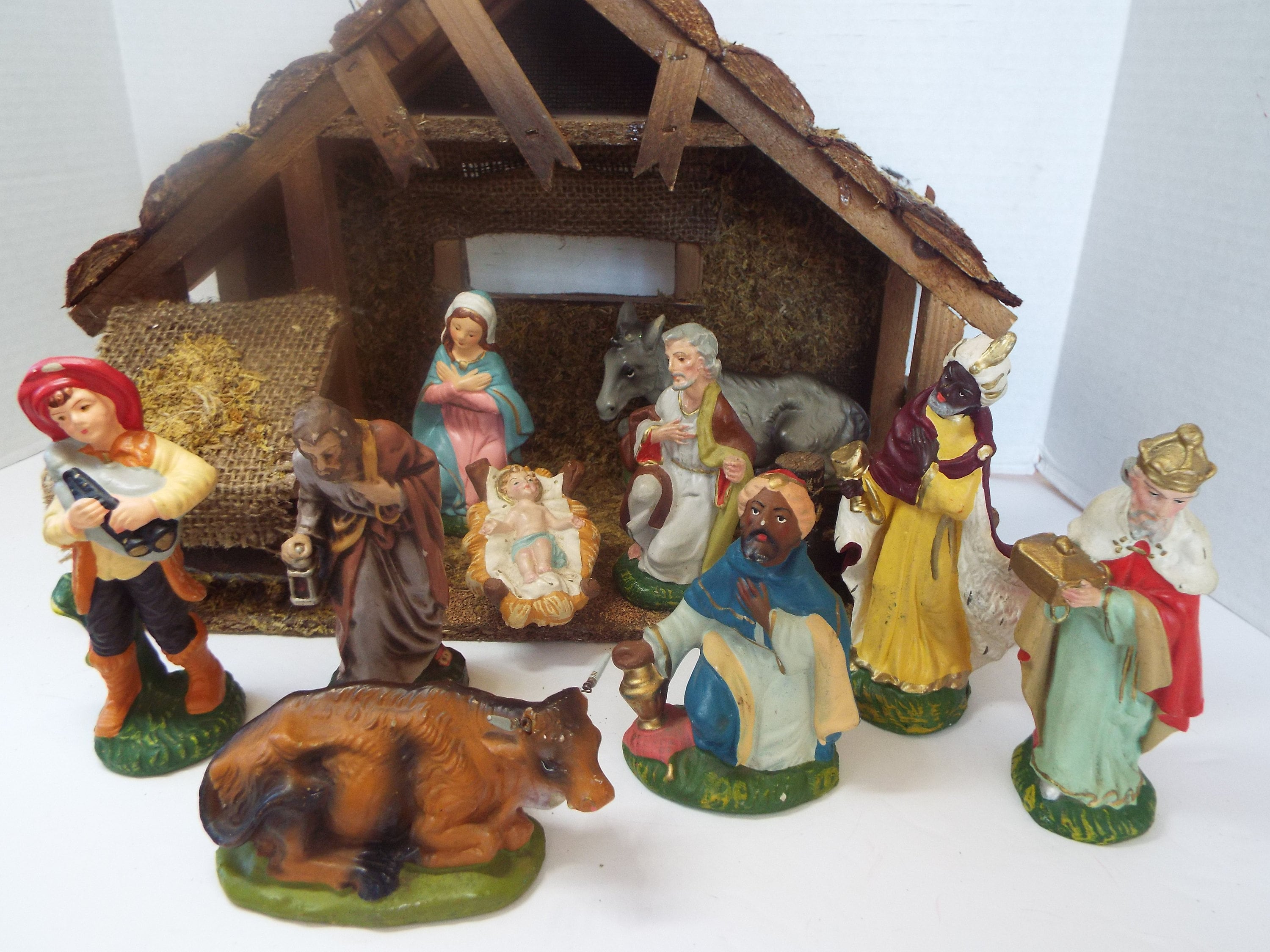 11 Pieces Italian Nativity Set Figurines Wood10 X Etsy