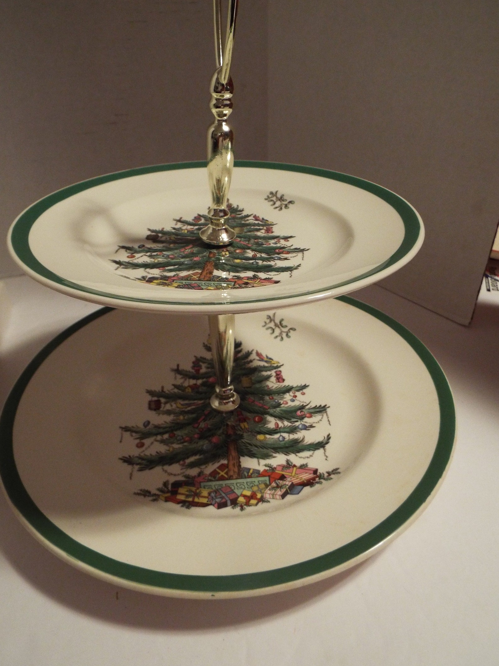 Spode Christmas Tree Double Tier Serving Tray Mint Condition Etsy