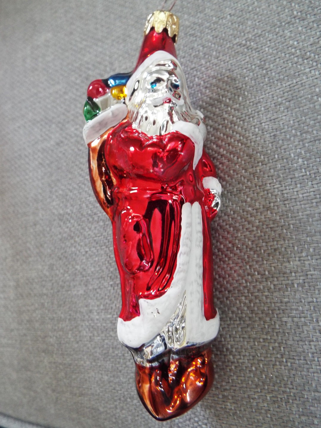 Large 6" Hand Blown Hand Painted Glass Old World Santa West Germany ...