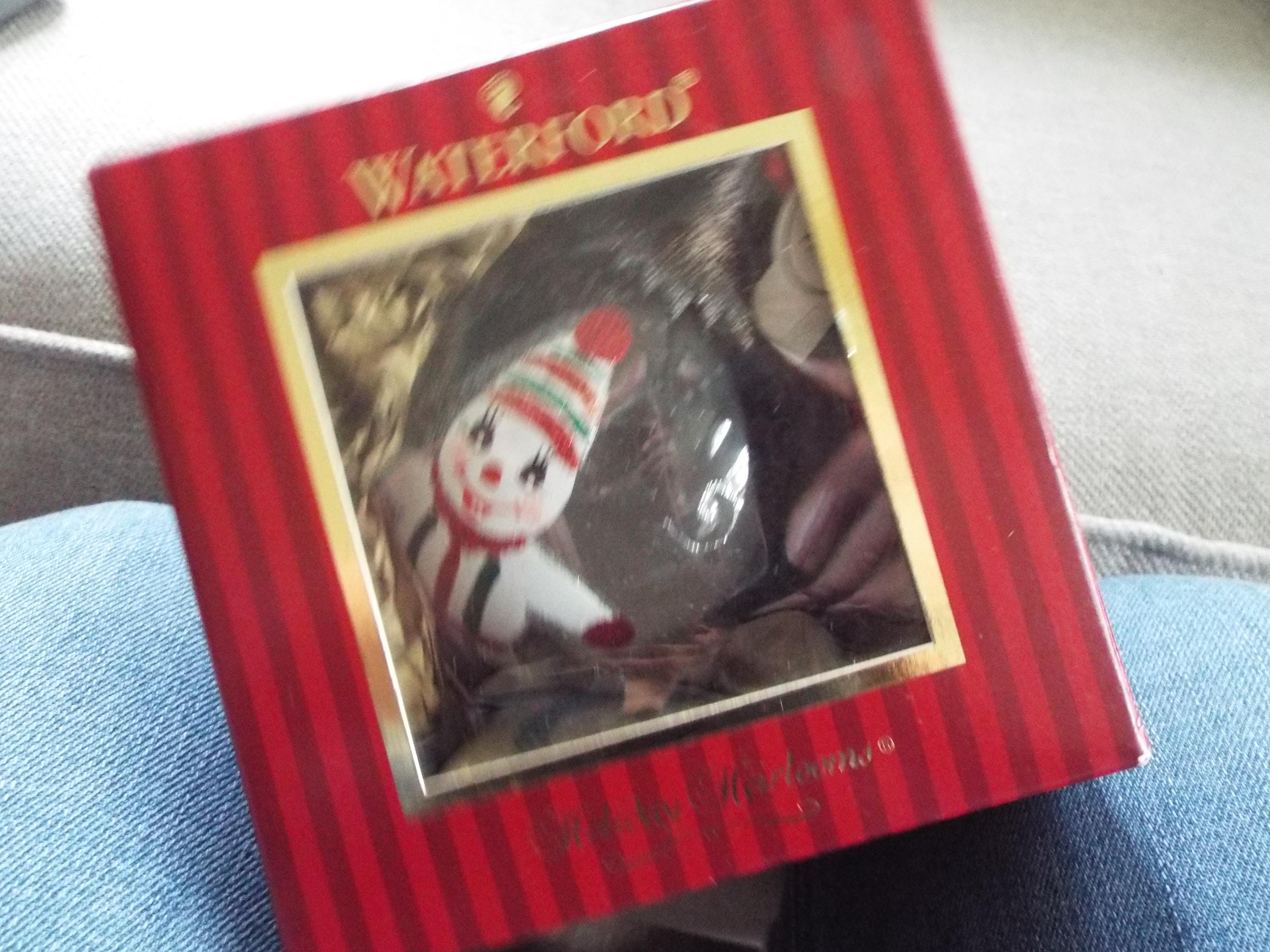 Un Silvered Waterford Holiday Heirlooms Glass Ornament Snowman Snowball ...