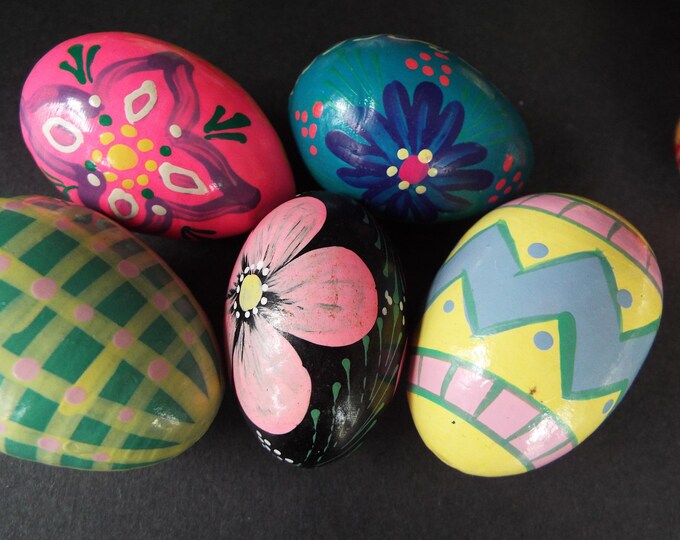 Set of 5 Hand Painted Wood Easter Eggs Pysanky Ukrainian Folk Art