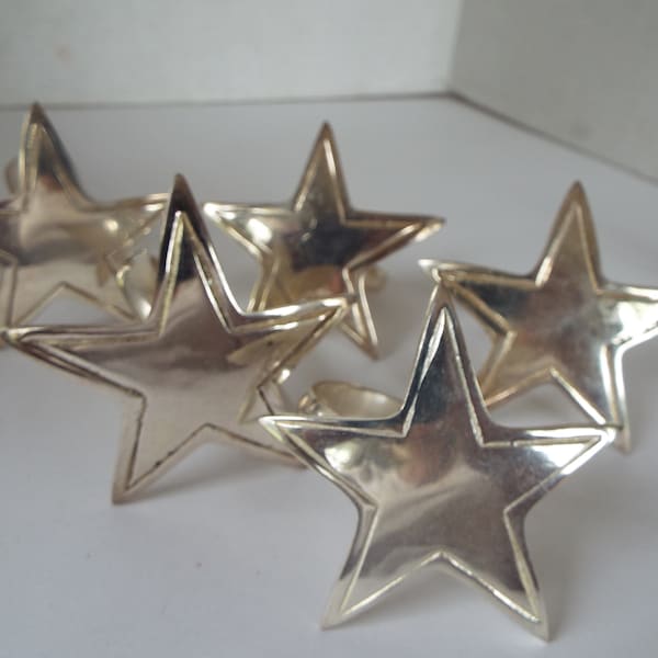 set of 5 silver plate star napkin holders napkin rings 4th. of July Christmas