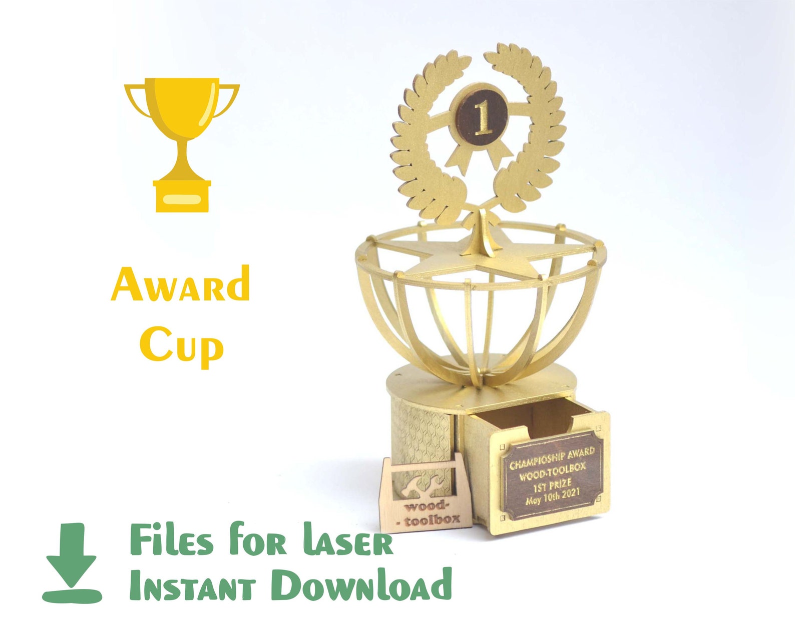 Award Cup laser cutting templates and engraving. Instant Etsy