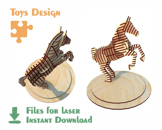 Download Horse 3d Puzzle Digital Files Dxf Files For Cnc Laser Cut Etsy