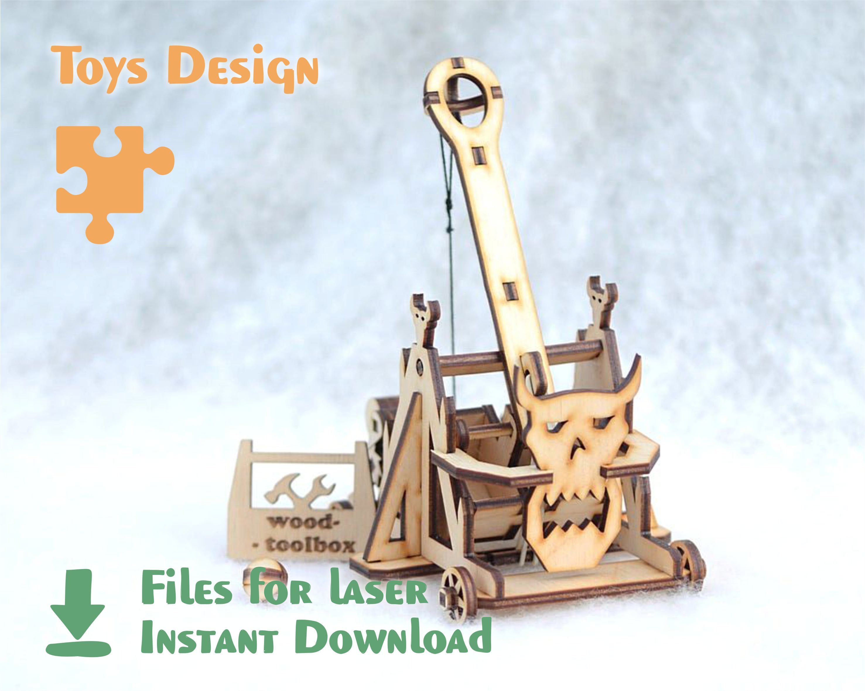 Catapulte d’Orc – fichier découpé au laser, dxf, conception de svg, modèle pour laser et CNC, fichier pour laser