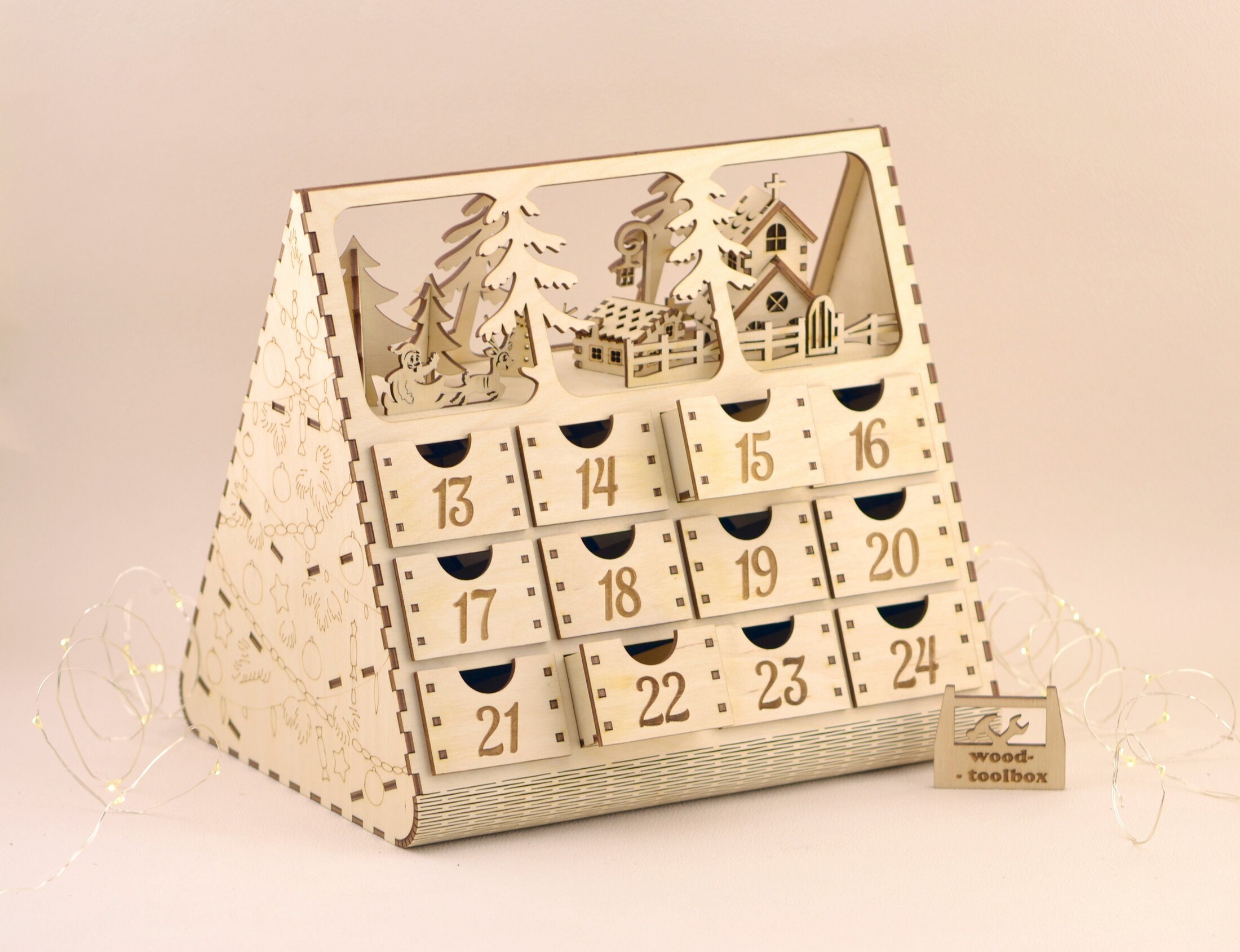 Christmas tree Advent calendar laser pattern vector file Etsy
