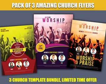Kerk flyer, hoop, kerk marketing, kunst van aanbidding, bundel, christelijke, christelijke flyer - 300 DPI - eenvoudig te bewerken - instant download