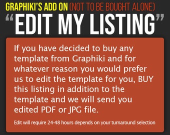 EDIT MY LISTING | We will edit the listing for you | Buy this listing plus the listing you want us to edit | Please read description