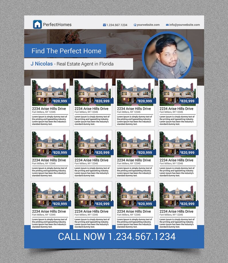 New Elegant Real Estate Flyer Multiple Listings for Agent Realtor Dream
