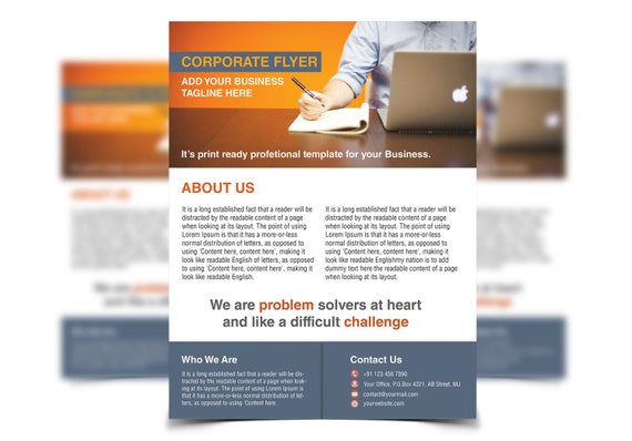 business flyer template for corporate services promotion etsy making a business flyer