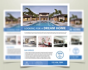 Dream Home Vastgoed Flyer | Vastgoedsjabloon voor makelaars, makelaars | vastgoedmarketing, vastgoedborden