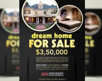 Golden Real Estate Flyer Template | real estate flyer for realtors, real estate agents | real estate marketing, open house invitation