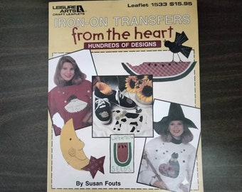 Leisure Arts Iron-On Transfers From the Heart Hundreds of Designs Leaflet 1533