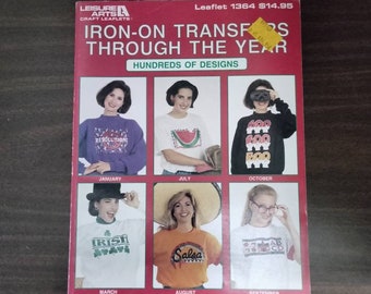 Leisure Arts Iron-On Transfers Through the Year Hundreds of Designs Leaflet 1364
