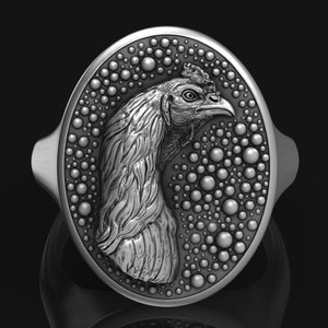 rooster rooster Ring signet 3d file Jewelry Lost-Wax casting