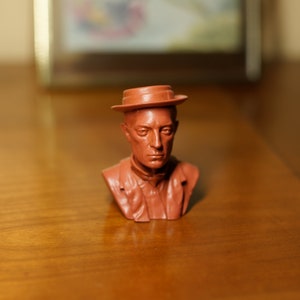 Buster Keaton Bust 6cm (2.37 inches) / Hand painted in Terracotta