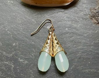 Drops of Neptune ~ Faceted Seafoam Stone SoulSpeaker Earrings