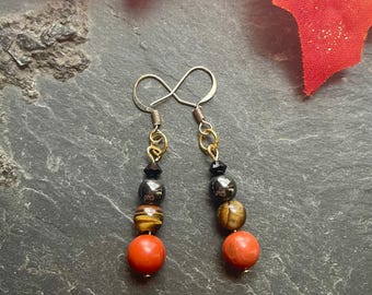 Earth Warrior ~ Red Jasper, Tiger Eye and Hematite SoulSpeaker Earrings