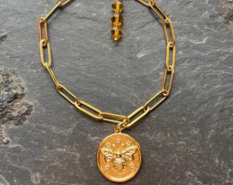 Sweet Bee ~ 18k Gold Honey Drip SoulSpeaker Charm Bracelet by Ria