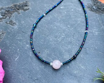 Pink Moon Magic ~ Rose Quartz and Herkimer Diamond Necklace