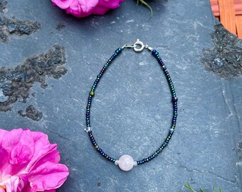 Pink Moon Magic ~ Rose Quartz and Herkimer Diamond Bracelet
