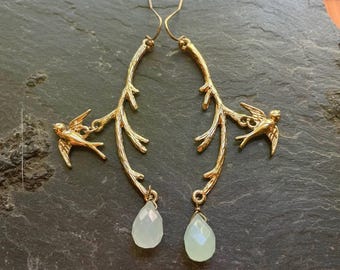 Flight of the SeaBirds ~ SeaFoam Stone & Sky SoulSpeaker Earrings