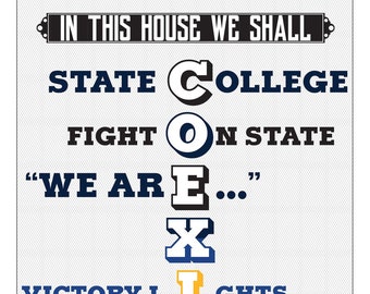 House Divided Penn State Nittany Lions - Pitt Panthers | "In This House We Shall COEXIST" | College Fans Typography Print | 11 x 14