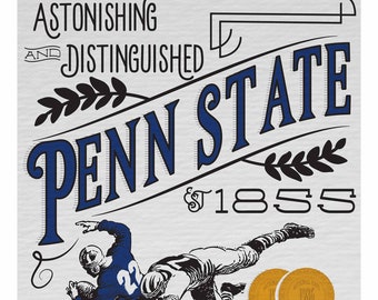 Penn State Nittany Lions "Astonishing & Distinguished" | Vintage Inspired 11 x 14 Print Celebrating Historic Football Greatness
