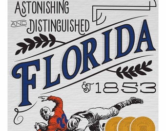 Florida Gators "Astonishing & Distinguished" | Vintage Inspired 11 x 14 Print Celebrating Historic Football Greatness | Great Gift