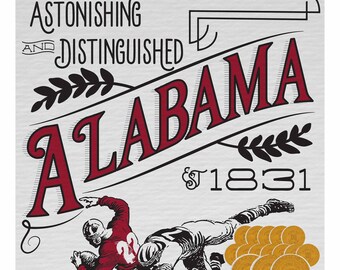 Alabama Crimson Tide "Astonishing & Distinguished" | Vintage Inspired 11 x 14 Print Celebrating Historic Football Greatness | Great Gift