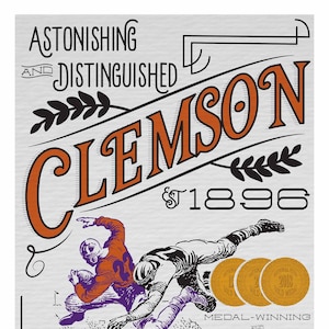 Clemson Tigers &quot;Astonishing & Distinguished&quot; | Vintage Inspired 11 x 14 Print Celebrating Historic Football Greatness | Great Gift